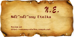 Nánássy Etelka névjegykártya