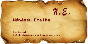 Nánássy Etelka névjegykártya